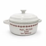 Mini-cocotte en céramique blanche  – « Eat, Drink and Be Merry