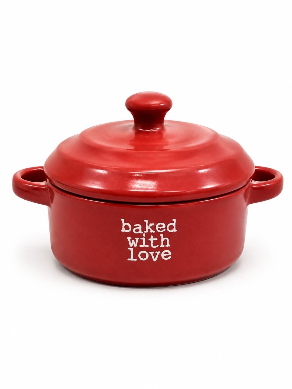 Mini-cocotte rouge Mini-cocotte en céramique rouge – « Baked with Love – Image 1